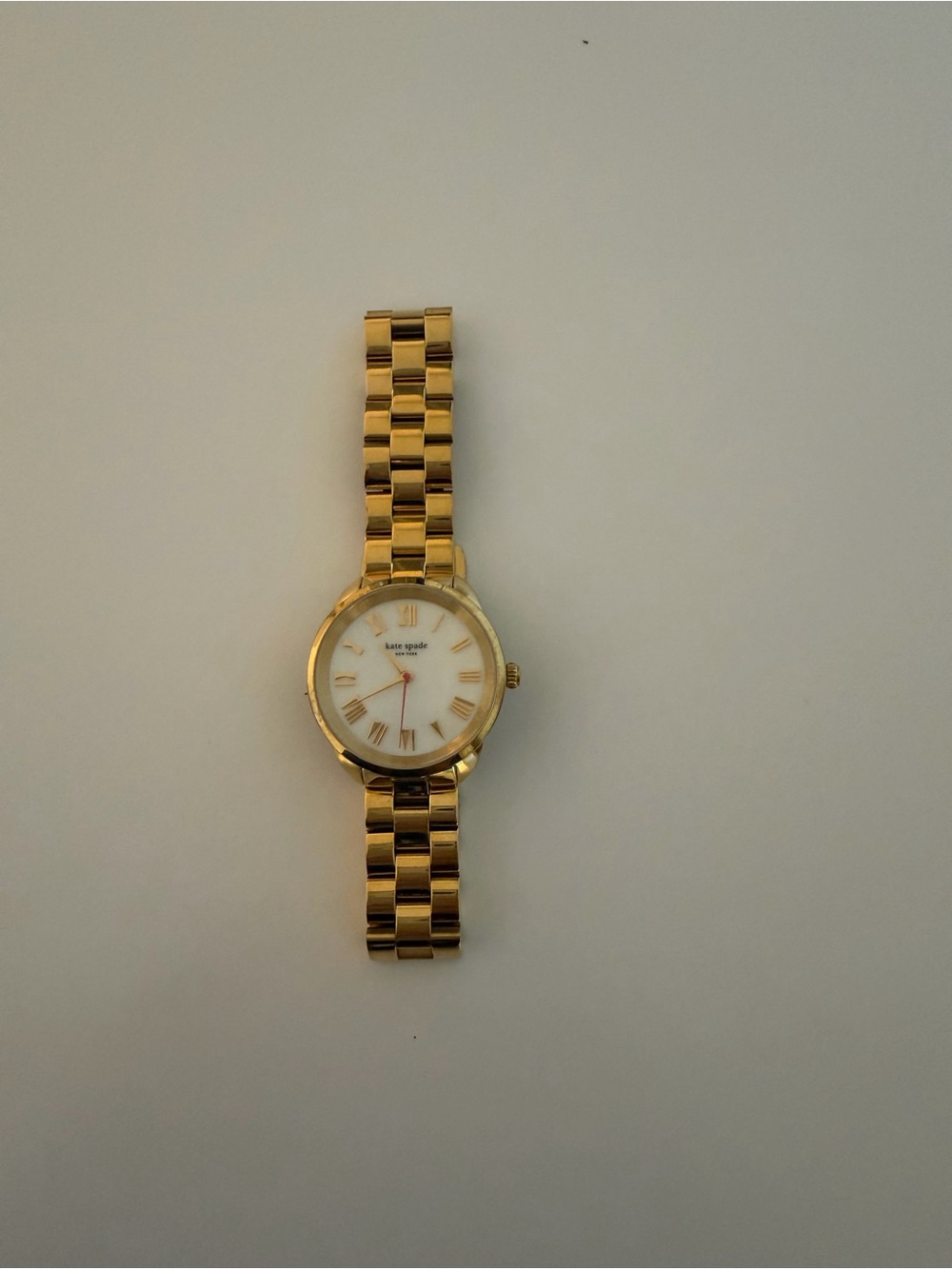 kate spade Gold-Tone Link Watch with White Dial